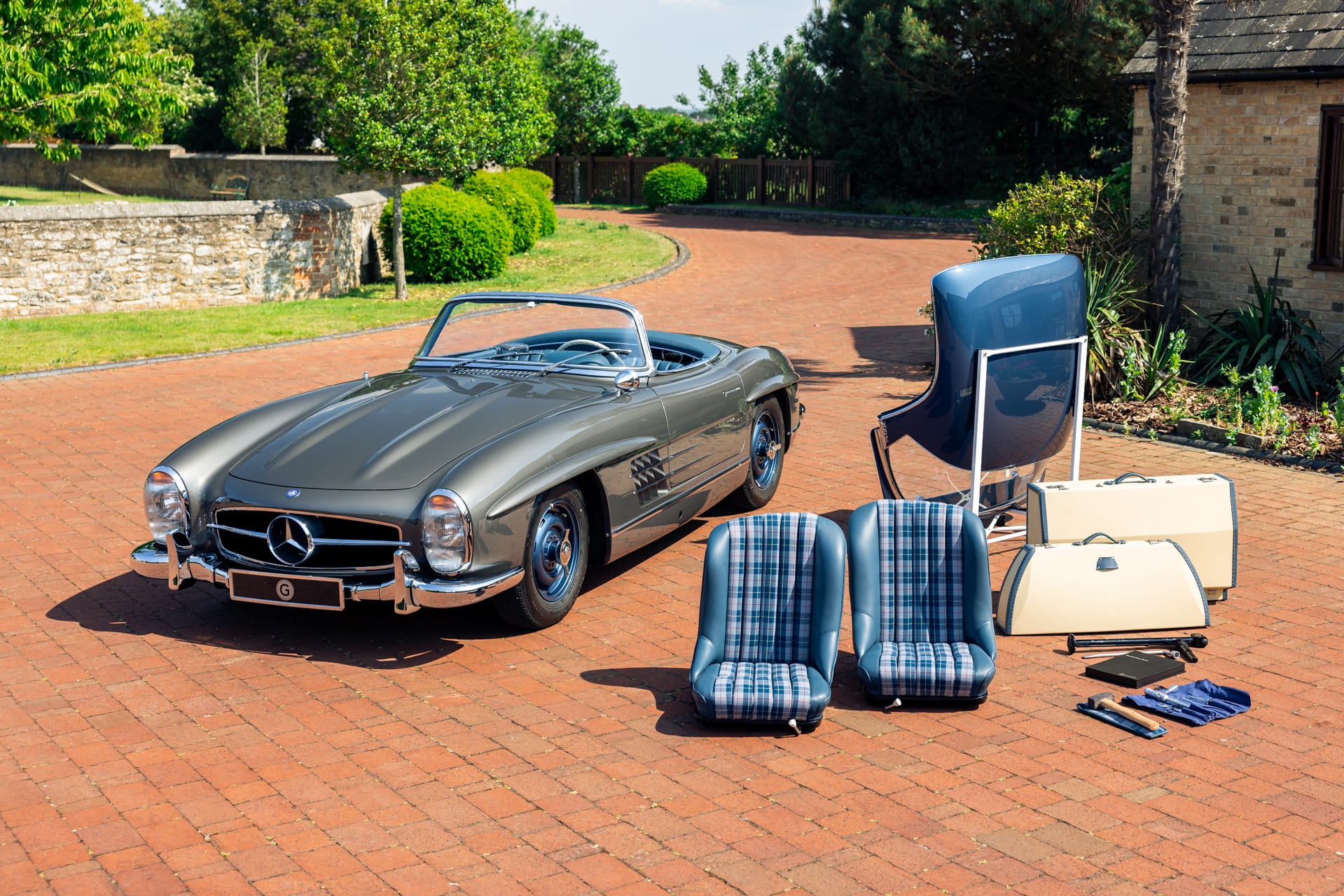 Mercedes 300 SL Roadster 1958 – Miniature TOP SLOT 1/32, Blanche, 7112
